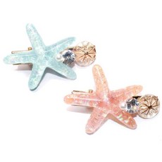 불가사리 헤어 클립 세트-Diougens Lee Resin 악어 헤어 클립-여성용 및 헤어 액세서리