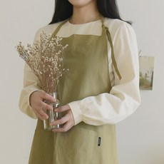 네스홈 린넨 솔리드 앞치마 4color, 2) 카키 그린