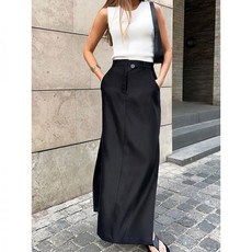 정장치마 데일리룩 오피스룩 펜슬 롱 스플릿 실크