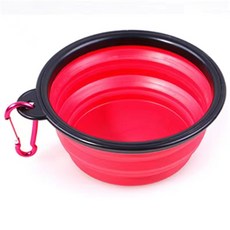 자칠 반려동물 휴대용 캠핑용 식기 350ML+1000ML, 핑크, 1개