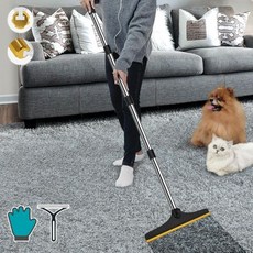 애완동물 털 제거를 위한 B-Land 카펫 갈퀴 60인치 길이 조절 가능한 재사용 제거기 스크래퍼 개 고양이 제거 도구 러그 매트 소파 가구용, Black, 1개