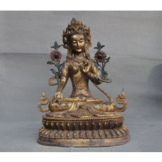 웨딩 장식 티베트 불상 청동 구리 금테 타라 guanyin 콴 음과 보살 불상, 단일