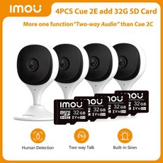 IMOU 실내 보안 카메라 베이비 모니터 와이파이 IP 보안 감시 스마트 시스템 야간 투시경 베이비 카메라, 02 EU 플러그_01 3.6mm_01 CHINA, 04 4PCS Cue 2E add 32G