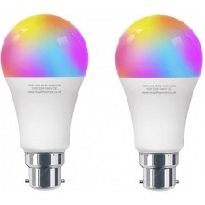 2 x 10w B22 바이오넷 LED 스마트 와이파이 라이트 전구 컬러 변경 무드램프 폰 앱 알렉사 구글 허브 필요 없음, 1, 단일옵션