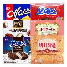필프라이스 과자모음 해태 크라운 롯데 오리온 대용량곽과자 6개모음 해태오예스(대)+해태오예스쿠키(대)+크라운산도딸기(대)+롯데몽쉘생크림(대)+크라운버터와플(대)+해태에이스(대), 6묶음