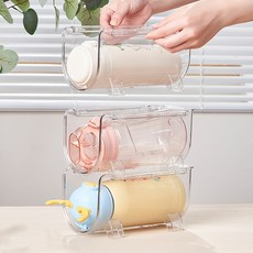 적층형 텀블러 정리대 1구 3P 텀블러정리 텀블러정리함 텀블러거치대 텀블러트레이 텀블러렉 음료캔보관함 캔음료정리대 냉장고음료캔보관렉 물병정리함, 1개