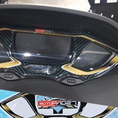 혼다 PCX 21년 3D 에폭시 카본 스타일 계기판+보호필름포함 스티커 모토패드, 골드