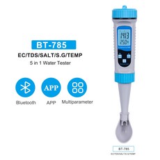 염도측정기 염도계 염분측정기 블루투스 Tuya 염분 계량기 EC/TDS/소금/S.G/Temp ppm 바닷물 테스터 앱 제어 염분계 식품 수족관 수영장 잉어 연못용, 1개