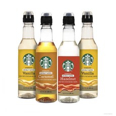 Starbucks Syrup Variety Pack 스타벅스 바닐라 카라멜 헤이즐넛 시럽 버라이어티팩 360ml 4팩