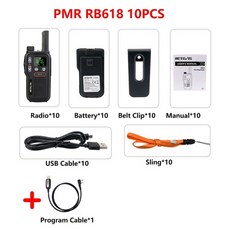생활 미니 소형 고성능 무전기 워키토키 retevis rb618 10 pcs 휴대용 양방향 양방향 라디오 커뮤니케이터 pmr 446 호텔 레스토랑 카페, 씨엔, pmr 10pcs