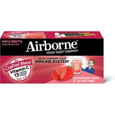 [국내배송] Airborne 에어본 이뮨 발포비타민 딸기맛 36 타블렛, 1통, 36정