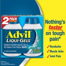 애드빌 advil 리퀴드젤 200mg 120정 * 2 팩( 240캡슐), 2개, 240개