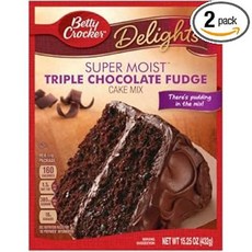 Betty Crocker 슈퍼 모이스트 케이크 믹스 트리플 초콜릿 퍼지 15.25온스 상자2개 팩, 432g, 2개