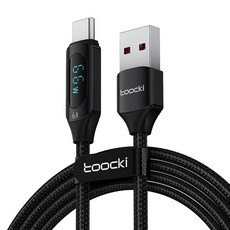 TOOCKI 알루미늄 합금 LED 디스플레이 6A C 타입초고속 충전 케이블블랙, 2m, 블랙, 1개