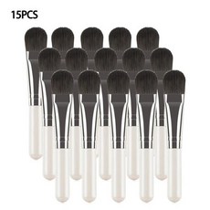 휴대용 페이셜 마스크 소프트 브러시 나무 손잡이 얼굴 스킨 케어 미용 화장품 도구 팬 모양 전문 메이크업 브러시 3 가지 색상, B 15PCS