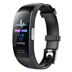 심박수 혈압 측정 스마트 와치 동적 체온 체크 측정기 전자시계 워치, 블루 [AI Heart ECG Report + 자동 심박수 알람], 1