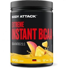 [B075W1XR51] Body Attack BODY ATTACK INSTANT BCAA - 500g 열대 독일산 쉽게 용해되는 비건 분말(211 비율) 근육 훈련을 위한 아미노산