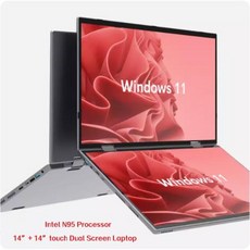 듀얼 스크린 노트북 14 + 인치 2K 터치 16GB 인텔 N95 CPU 360 도 플립 금속 케이스 2 in 1 노트북 컴퓨터SH