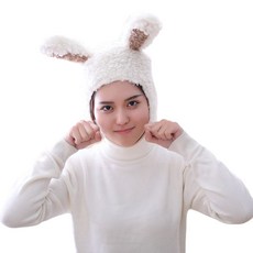 만화 토끼 귀의 가짜 양털 봉제 모자 두꺼운 퍼지 따뜻한 토끼 동물 보닛 이어 플랩 캡 코스프레 파티 사진 소품