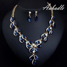 써지컬블루물방울목걸이귀걸이셋트