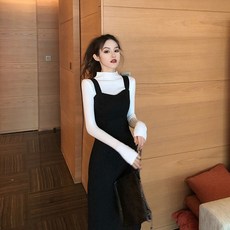 유에스 원피스 멜빵원피스 큰 사이즈 2020 어린이를위한 새로운 중간 길이 느슨한 살구 끈이없는 허리 드레스