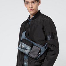 HUGO BOSS Nylon-gabardine belt bag with marble-print pocket Record ST_Bumbag 50437457 Patterned