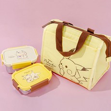 릴팡 포켓몬스터 스텐 카고 2단 도시락 + 가방 세트, 혼합색상, 1세트