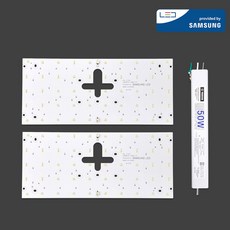 케빈라이팅 국산 삼성칩 조명 거실등 리폼 LED 모듈 사각방등 50W 400x175mm(2장), 삼성 LED 칩, 최고급형5700K(은은한하얀빛)