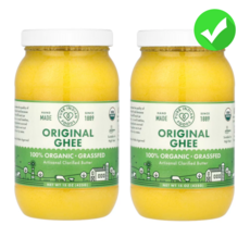 1+1 Pure Indian Foods 100% 목초 사육 오리지널 기 425g 15oz, 2개