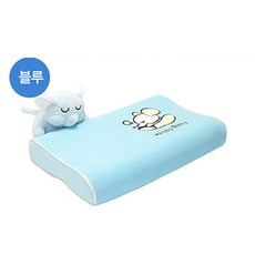 천연라텍스 애기베개 3~10세 유아용 어린이전용 높낮이베개 동물캐릭터 베개 원산지 직배송, 파랑돼지