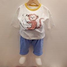 모이모이깜피 오가닉 순면 몽키 바나나슬럽 7부 상하 M20SSSW010803