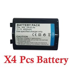 용 ENEL4 EL4A 카메라 배터리 D2H D2Hs D2X D2Xs D3 D3S F6 MH21 ENEL4 ENEL4A EN EL4A EN EL4 배터리 4000mAh, 4개