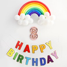 무지개 생일풍선세트(레인보우) / 숫자 파티풍선 생일축하 셀프촬영 어린이 감성 유니크, 숫자풍선(소)_로즈골드 _8