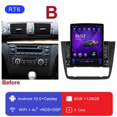 테슬라 호환 타입 멀티미디어 스테레오 자동차 DVD 플레이어 네비게이션 GPS 라디오 bmw 1 시리즈 E81 E82 E87 E88 20042012 용 4G LTE 안드로이드, [04] RT6 (6G 128G), 1개