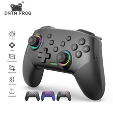호환용 DATA FROG 닌텐도 호환 스위치용 무선 컨트롤러 프로그래밍 가능한 터보 기능 OLED 및 라이트 콘솔 프로 게임패드 1000Mah 배터리, 01 Black
