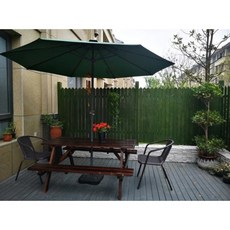 야외 테이블 의자 탄화 목재 부식 방지 목재 가구, 부식방지목 테이블 1.5m  파라솔 및 받침대
