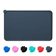 AUDWUD Silicone Waterproof Dog Cat Pet Feeding Mats Anti-Slip Pet Bowl Mats Pet Feeding Mat, Grey, Medium, 1개