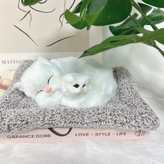 원풍룽 원풍룽 차량용 숯먹는 인테리어 용품 고양이 인형, 1개, 흰 고양이 모자