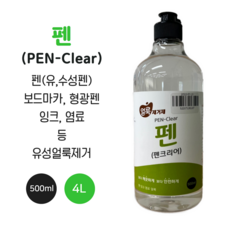 볼펜 네임펜 보드마카 잉크 형광펜 싸인펜 볼펜자국 기름얼룩 얼룩제거제 펜 (펜크리어), 500ml, 1개