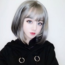 MOLY 여성 일체형 단발 가발 6컬러 J620 통가발, 1개, 블랙