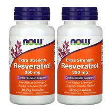 나우푸드 레스베라트롤 엑스트라 스트렝스 Resveratol 350mg 60캡슐 2병, 2개, 60정