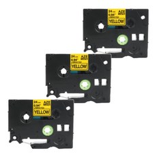우리네라벨 브라더 라벨테이프 3개 세트 호환 PT-P300BT PT-P710BT PT-D600 PT-D610BT, 24mm, 노랑바탕 검정글씨
