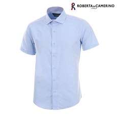로베르타디까메리노 남성용 TC 카치온 블루 반소매 셔츠 RM2-452-2