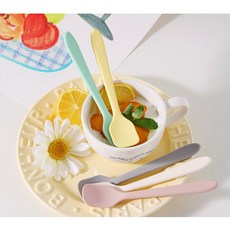비에르 실리콘 식기세척기 소독가능 아이 이유식 요거트 스푼, 2개, 민트