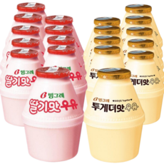 (냉장)빙그레 딸기우유 2종 혼합세트 (딸기맛우유 and 투게더맛우유), 10세트, 480ml