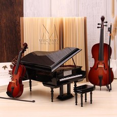 MUSIC BABY 미니어처 악기모형 피아노 현악기 기타 장식 피규어, D) 그랜드피아노+16cm 바이올린