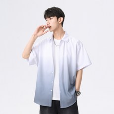 YANGTA 여름 캐주얼 남성 그라데이션 셔츠 얇은 소재와 시원한 통기성 스타일