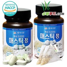 HACCP 식약처 인증 매스틱 정 그리스 키오스 천연소화제 신의눈물 위건강 천연 항생제 소화불량 위궤양 매스틱정 매스틱검 (600mg x 60정) + 슈퍼푸드.com 연자육 티백, 2세트, [(600mg x 60정) + 1g]