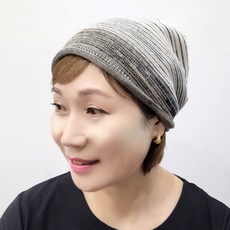 그라데이션 니트 두건 비니 반다나 중년여성 데일리 모자