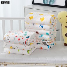 DFMEI 면 a종 거즈 목욕 타월 6단사 흡수 덮개 담요 소프트 프린트 목욕 타월, 이십여 종의 무늬와 색깔의 배합. × 4단70*90 ×